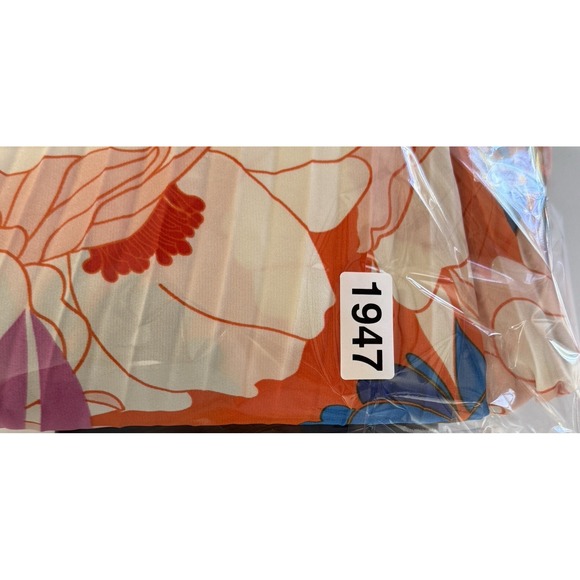 Sam Edelman Midi Dress Retro Floral Plisse Bright Colorful Resort‎ Cruise Size M - Picture 10 of 10